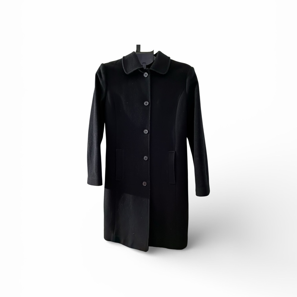 Lands' End Black Single-Breasted Classic Trench Coat